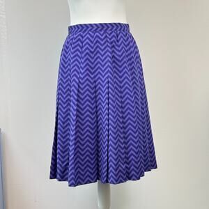 Vintage Celine Pleated Skirt Size M (6-8) 100% Wool Purple Chevron Striped